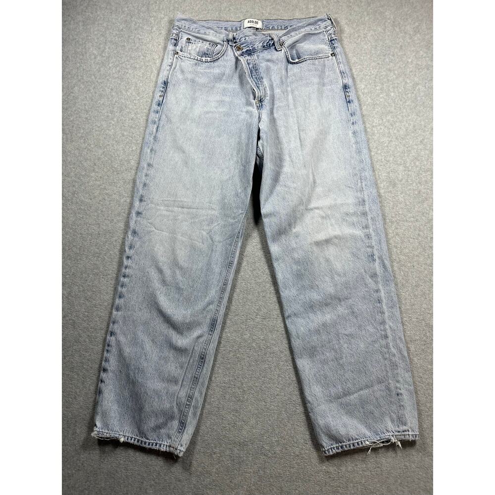 AGOLDE Criss Cross Upsized Straight Jean Women's 31 Light Blue Medium Wash
